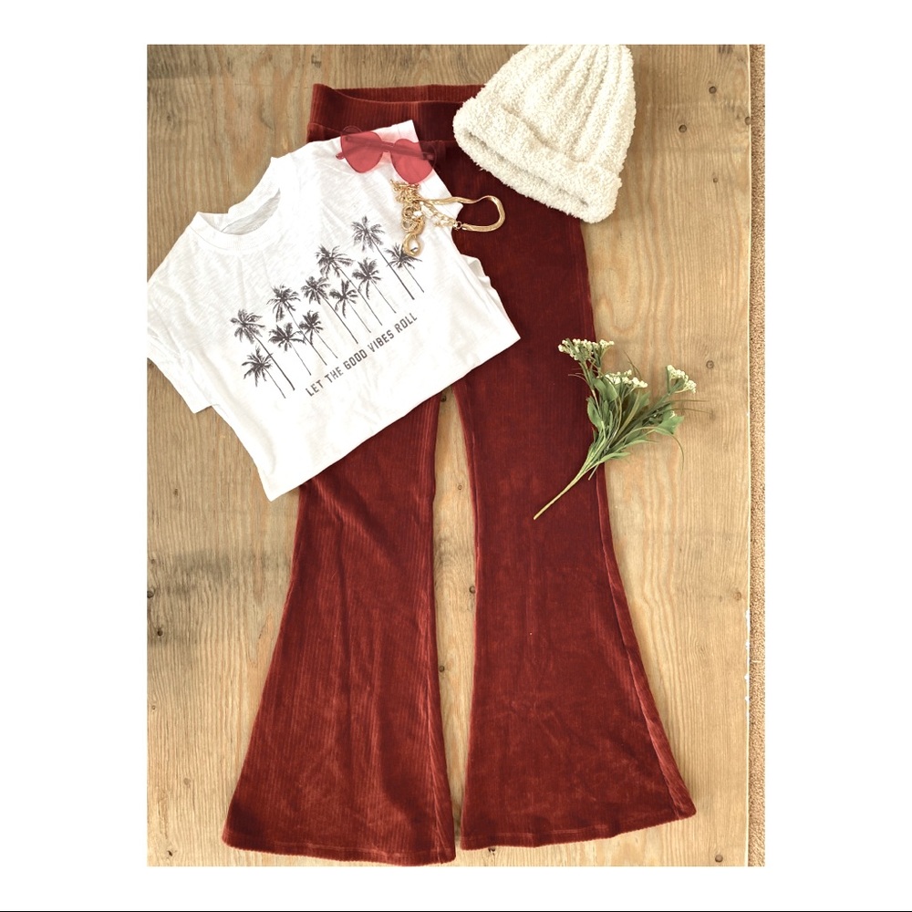 Wide leg suede pants